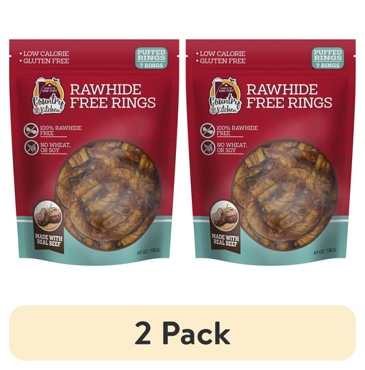 (2 pack) Country Kitchen Beef NoHide Ring Dog Treat: 7ct (4.94oz 140g)